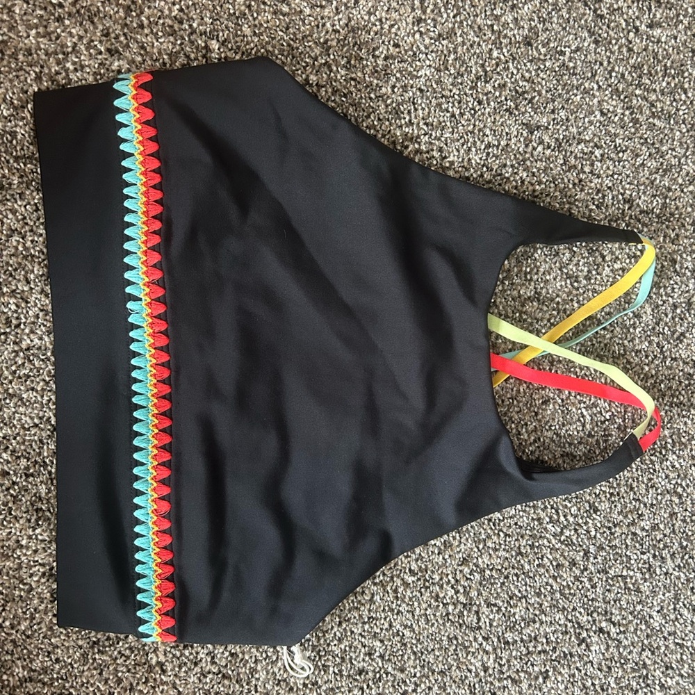 NWT Wildfox Black Bra Top with Multicolor Accents